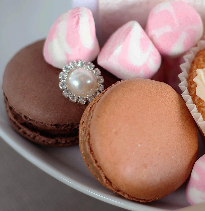 decorated cake on stand